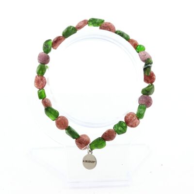 Bracciale Rubino Brasiliano + Diopside Brasiliano. Dimensioni personalizzabili. Fatto in Francia