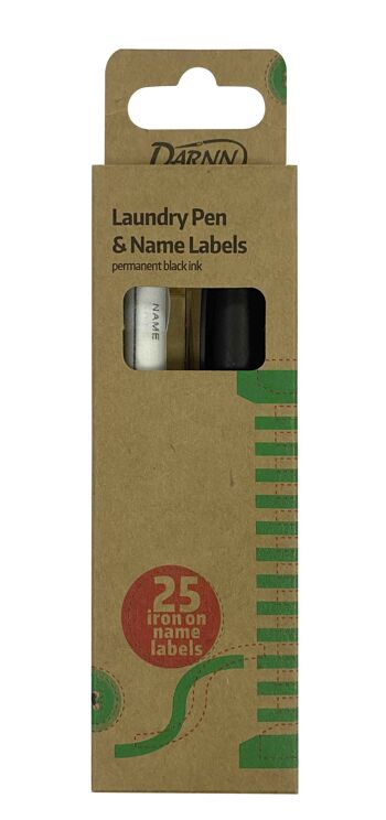 Stylo marqueur de blanchisserie et 25 étiquettes, fabricant de tissu Permanent avec étiquettes à repasser, marqueur longue durée pour vêtements avec 25 étiquettes, 1