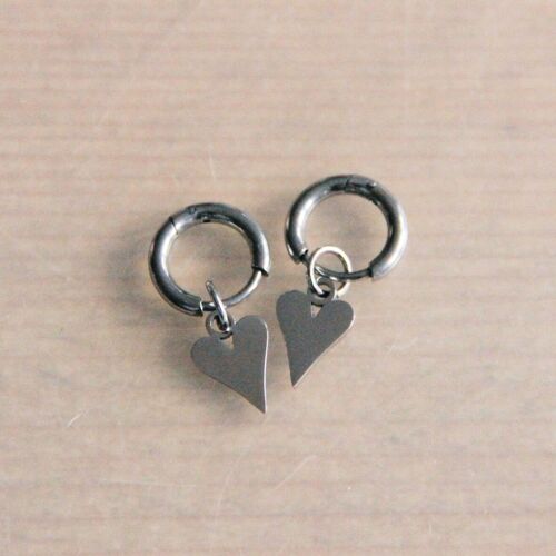 Stainless steel hoop earrings with heart - silver