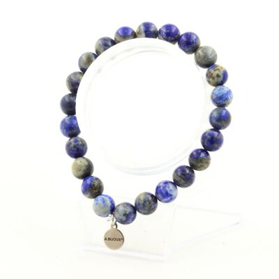 Lapis Lazuli Beaded Bracelet from Pakistan 8 mm. 5A quality. Customizable Size. Made in France