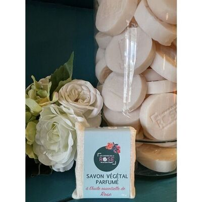 Savon végétal parfumé à l'huile essentielle de Rose 100gr