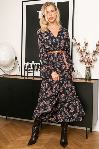 Maxi robe longue à imprimé fleuri LUREX avec dentelle boutonnée devant 5