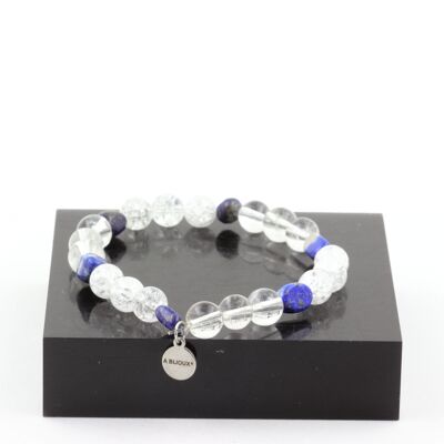 Lapis Lazuli bracelet from Pakistan + Cracked Quartz beads from Brazil + Quartz 8 mm. Made in France