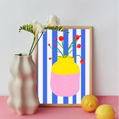 A4 Poster Print *Mio Vaso light blue stripes*