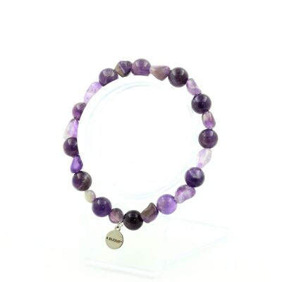 Brasilianisches Amethyst-Armband + 8 mm Amethyst-Perlen. Hergestellt in Frankreich