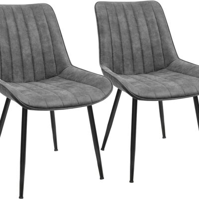 Dining Chair, Set of 2, Upholstered Seat with Backrest, Faux Suede Fabric, Metal Legs, 110 kg Load, for Dining Room, Living Room, Bedroom, Grey