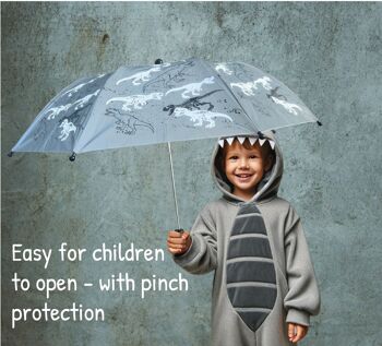Parapluie à couleur changeante à réflecteur HECKBO pour enfants dinosaure 6