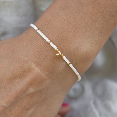 Boho bracelet Luna with gold pearl as pendant