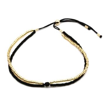 Bracelet Comète - Bracelet Double Perle Or / Noir 2