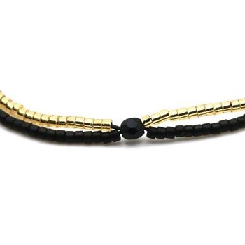 Bracelet Comète - Bracelet Double Perle Or / Noir 4