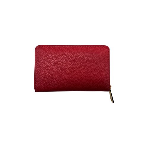 PORTE FEUILLE  CUIR GRAINE LUCIA ROUGE