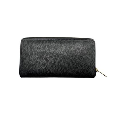 LARGE BLACK LUCIANA WAXED LEATHER WALLET