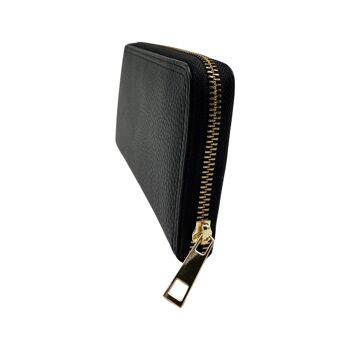 GRAND PORTE FEUILLE CUIR CIRE LUCIANA NOIR 2