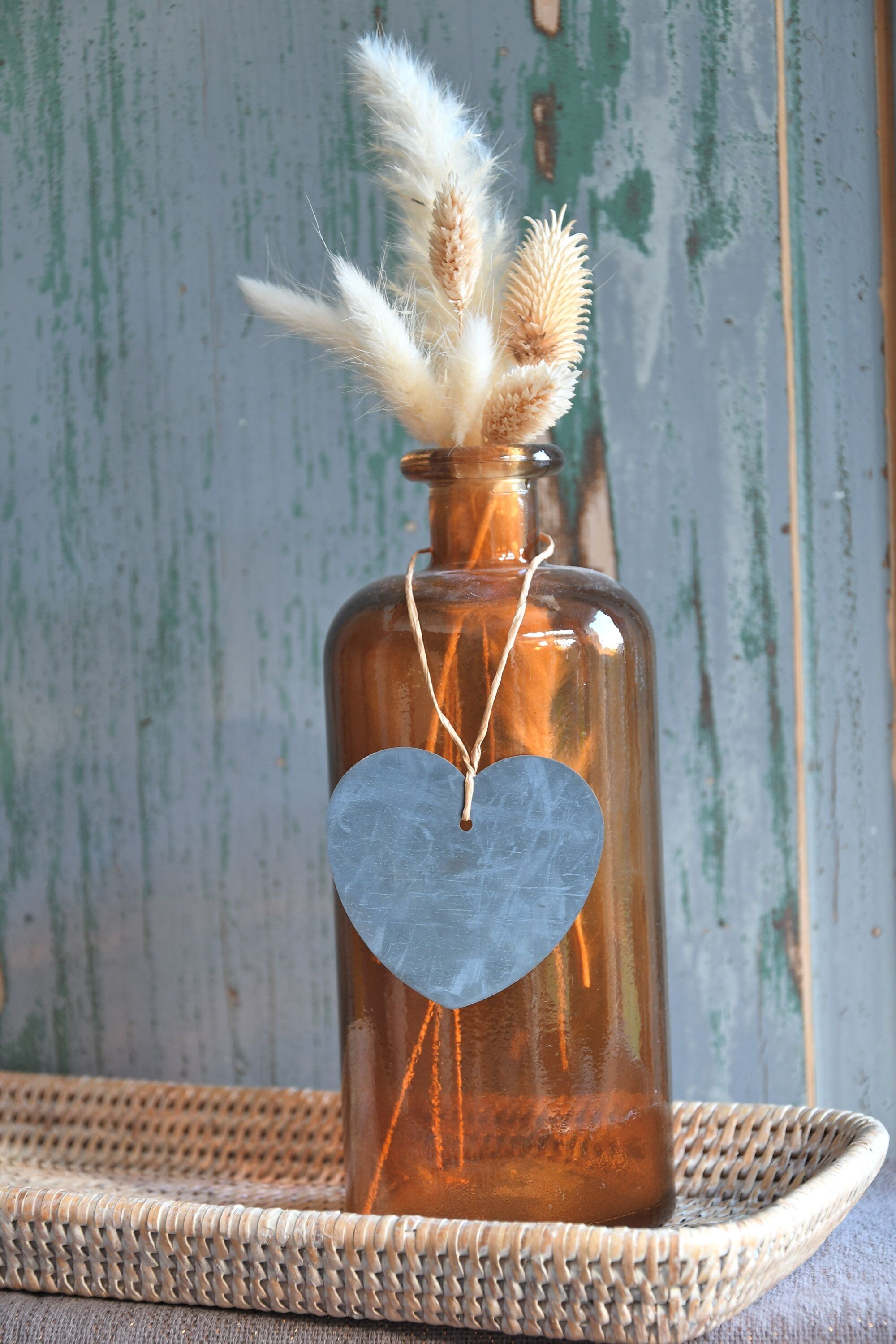 Vaso in vetro ambrato a cuore di zinco