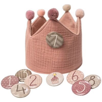 Birthday Crown Muslin - Pink - Set 9