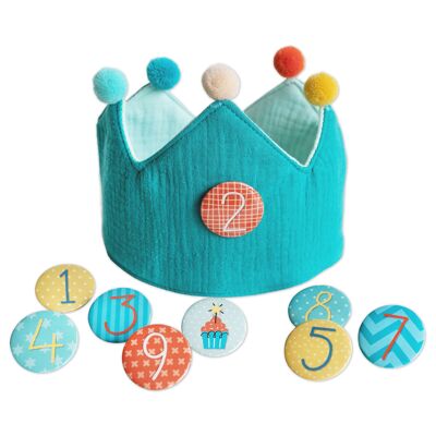 Birthday crown muslin - turquoise - set 8