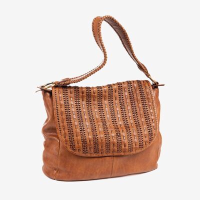 BRAIDED LEATHER BAG FOR WOMEN, LEATHER COLOR. 32x27x10CM