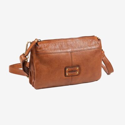 WOMEN'S WASHED LEATHER BAG, LEATHER COLOR. 24x17x06CM