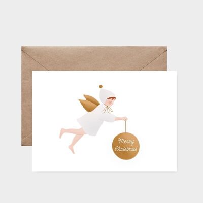 Postal - Postal - El ángel con el medallón - Deseos navideños para las fiestas navideñas