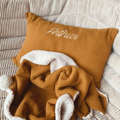 CUSTOMIZABLE CUSHION - DOUBLE GAUZE CARAMEL