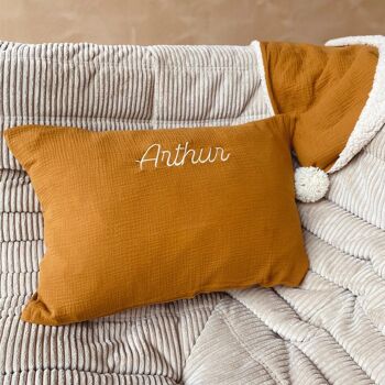 COUSSIN PERSONNALISABLE - DOUBLE GAZE CARAMEL 9