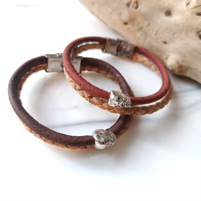 Men's cork skull bracelet - Men's gift idea