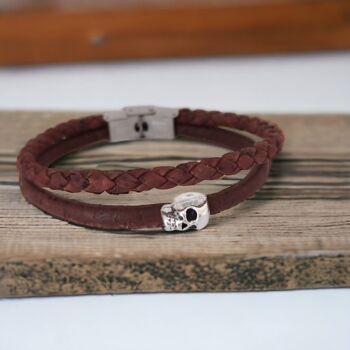 bracelet en liège homme tête de mort - Cadeau homme - Mode éthique et vegan homme 5