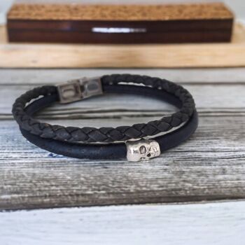 bracelet en liège homme tête de mort - Cadeau homme - Mode éthique et vegan homme 7