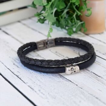 bracelet en liège homme tête de mort - Cadeau homme - Mode éthique et vegan homme 12