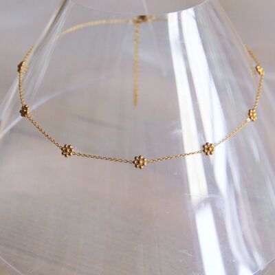 Feine Gänseblümchen-Halskette aus Edelstahl – Gold