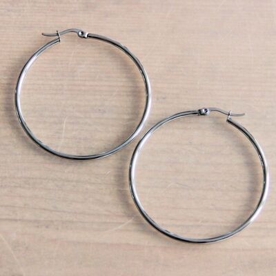 Stainless steel hoop 50mm 'basic' - silver