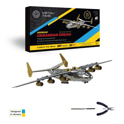 Ucraniano sueño oficial edición exclusiva (doble color) modelo mecánico kit de bricolaje de avión AN-225 MRIYA, 267 piezas