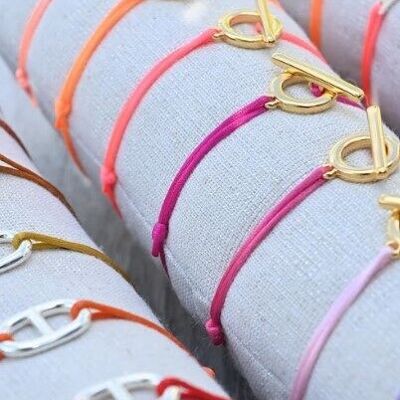 Set of 10 spring color bracelets, charm of your choice