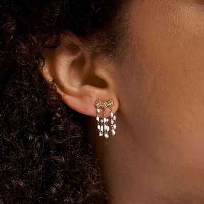 Miza pearl earrings - rhinestones and enameled chains