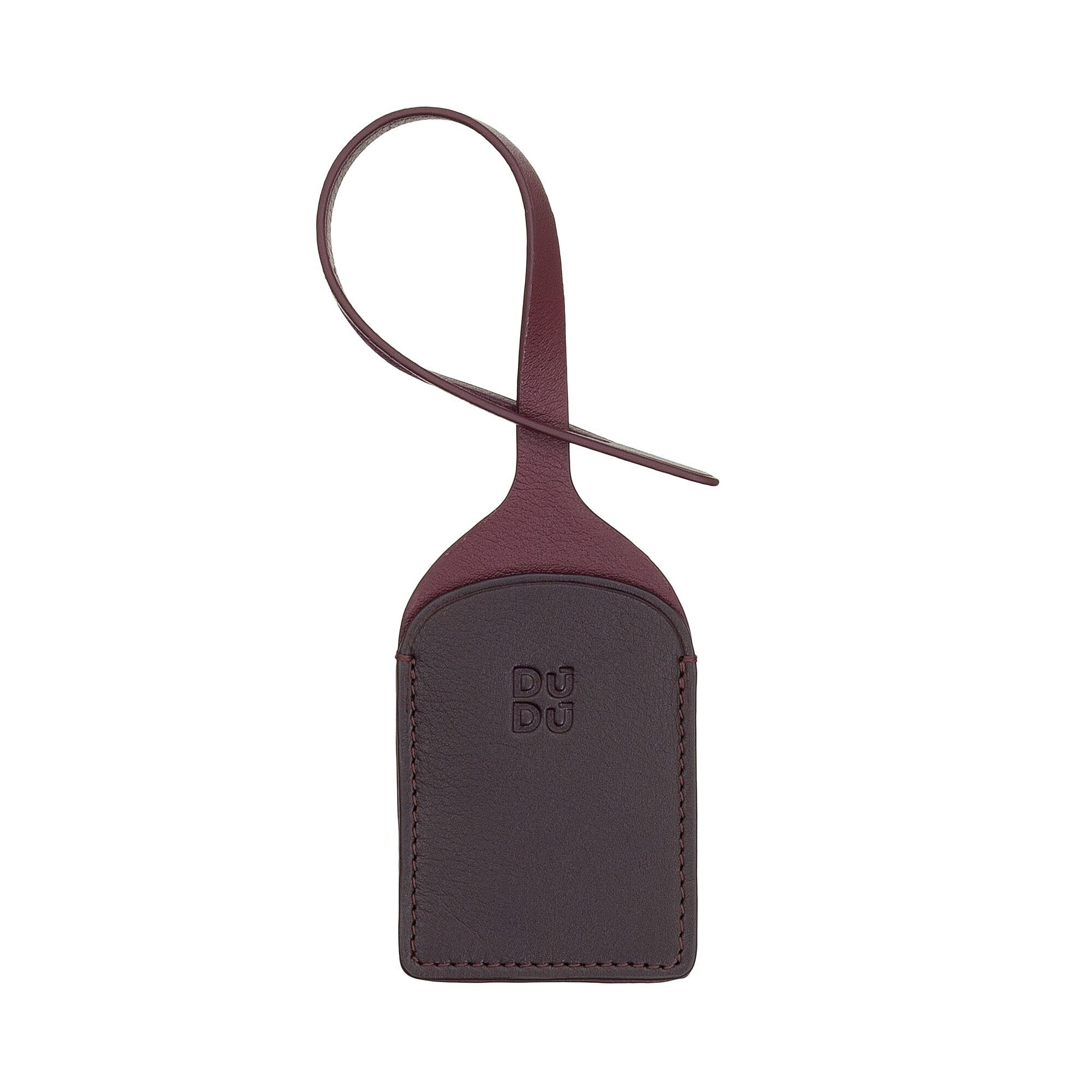 Etichetta porta nome per bagaglio in pelle DUDU color bordeaux scuro