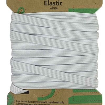 WEISSES ELASTISCHES (6 mm x 6 Meter), flaches Gummiband in Weiß, dehnbare elastische weiße Kordel, weiße elastische Kordeln flach