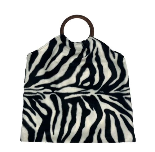 bag zebra stripe black/white - faux fur - handmade in Nepal