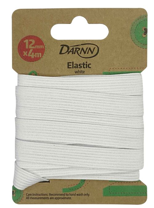 WHITE ELASTIC (12mm x 4meters), Wide Elastic Band in White, Dress Making Elastic Band, White Stretchable Band