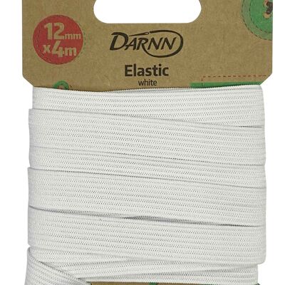 ELASTICO BIANCO (12 mm x 4 metri), ampia fascia elastica in bianco, fascia elastica per realizzare abiti, fascia elastica bianca