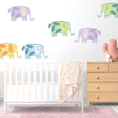 Colorful elephants wall sticker