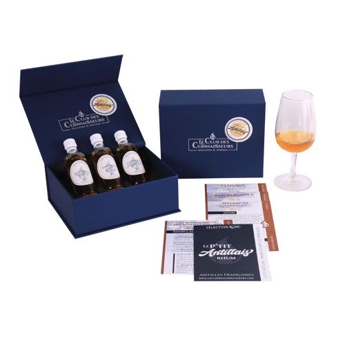 Coffret dégustation Rhums antillais - 3 x 40ml - Le P'tit Antillais - Fiches de Dégustation Incluses - Coffret Cadeau Premium Prestige - En Solo ou en Duo