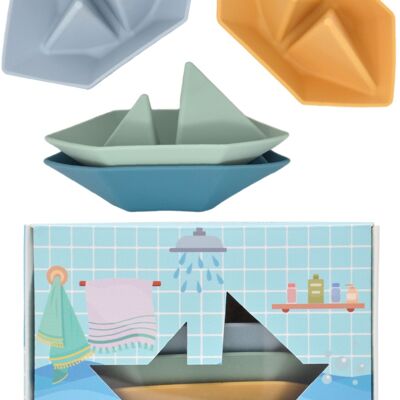 Jouets de bain Montessori/jouets d’eau – Bateaux empilables 100 % silicone de qualité alimentaire