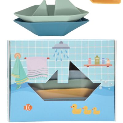 Montessori-Badespielzeug/Wasserspielzeug – stapelbare Boote aus 100 % lebensmittelechtem Silikon