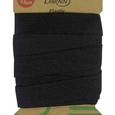 ELASTICO NERO (20 mm x 4 metri), fascia elastica per cucire, fascia piatta estensibile nera, corde elastiche per cucire nere, fascia elastica larga nera
