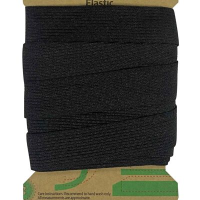 ELASTICO NERO (20 mm x 4 metri), fascia elastica per cucire, fascia piatta estensibile nera, corde elastiche per cucire nere, fascia elastica larga nera