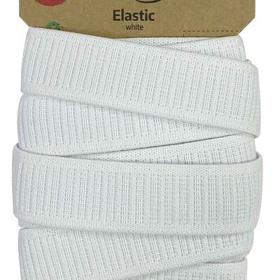 ELÁSTICO BLANCO (25 mm x 3 metros), Banda elástica ancha en blanco, Banda elástica para confección de vestidos, Banda elástica blanca
