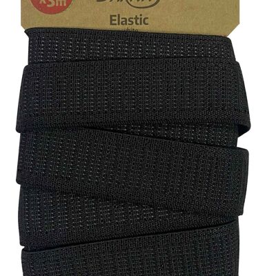 ELASTICO NERO (25 mm x 3 metri), fascia elastica per cucire, fascia piatta estensibile nera, corde elastiche per cucire nere, fascia elastica larga nera