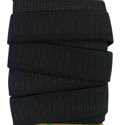 ELASTICO NERO (25 mm x 3 metri), fascia elastica per cucire, fascia piatta estensibile nera, corde elastiche per cucire nere, fascia elastica larga nera
