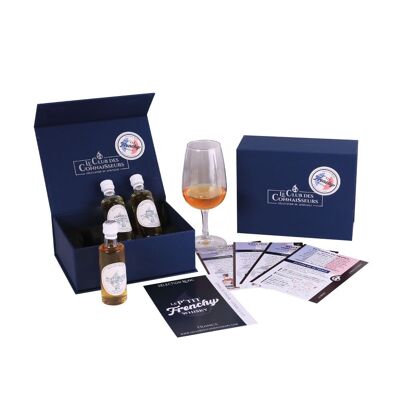 Caja de degustación de whisky francés - 3 x 40 ml - Le P'tit Frenchy - Hojas de degustación incluidas - Caja de regalo Premium Prestige - Solo o Dúo