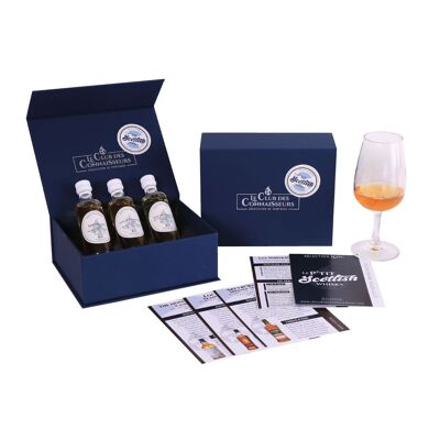 Scottish Whiskey Tasting Box - 3 x 40ml - Le P'tit Scotish - Tasting Sheets Included - Premium Prestige Gift Box - Solo or Duo